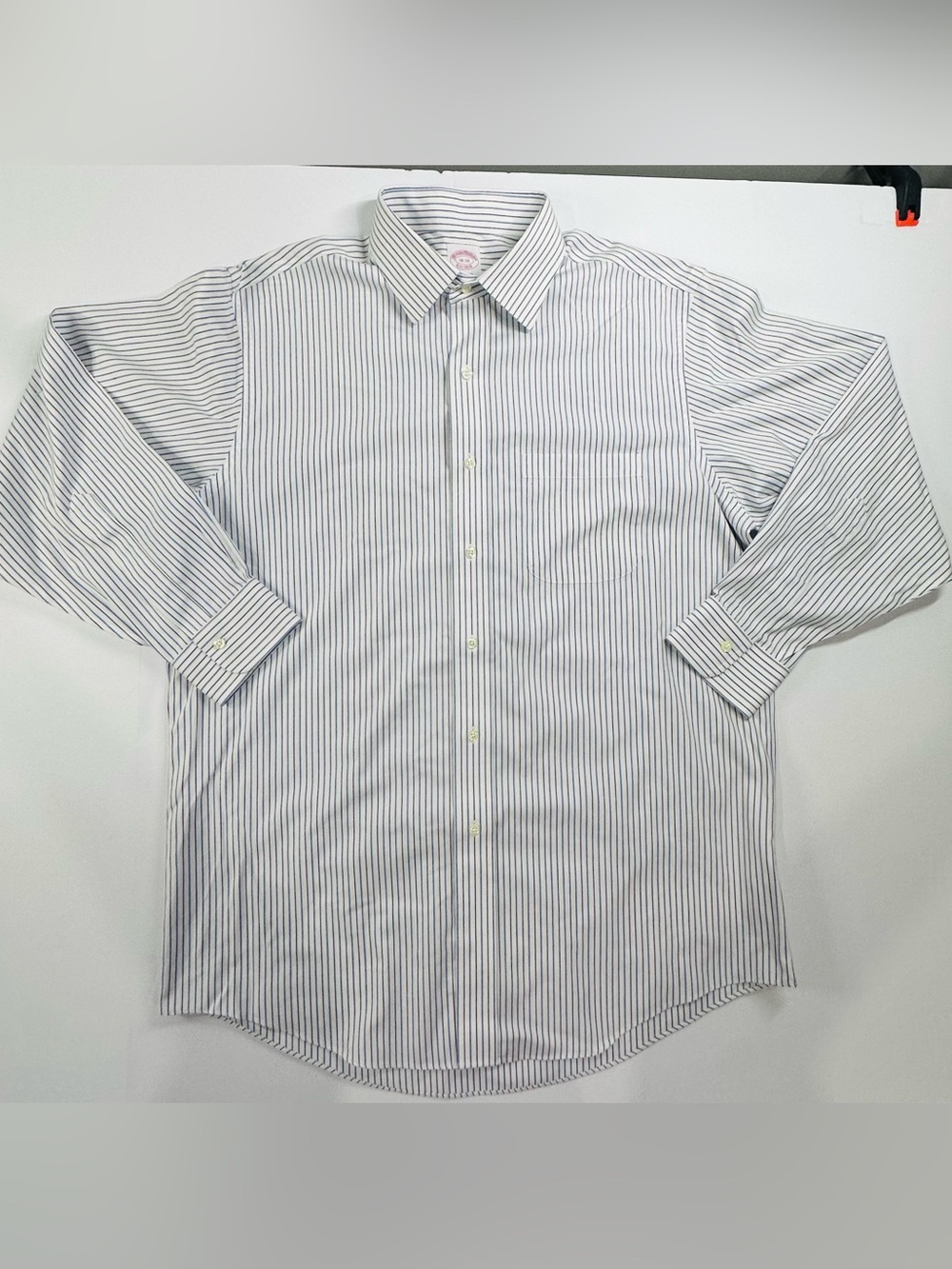 Brooks Brothers Non-Iron Regular Fit Blue Striped Dress Shirt 16-33 Cotton